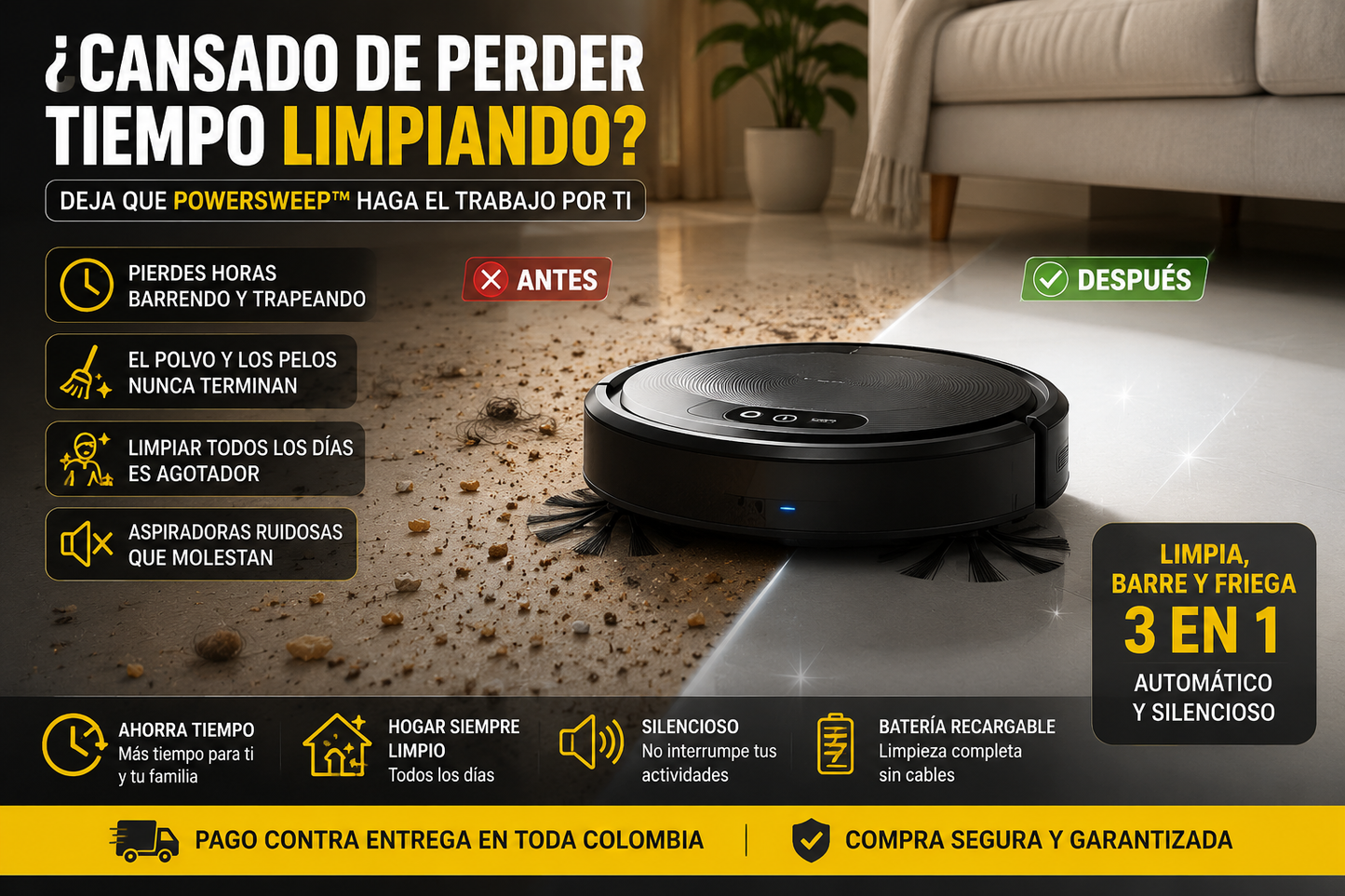 PowerSweep™ — Robot Aspirador 3 en 1
